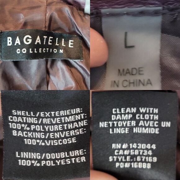 Womens Oxblood Vegan Faux Leather Jacket Sz L Eggplant Purple Blazer Button Up - Picture 3 of 10